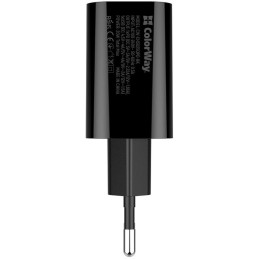 COLORWAY 1x USB a 1x USB-C/ síťová nabíječka/ 20W/ 100V-240V/ Černá