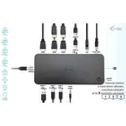 I-tec dokovací stanice USB 3.0 / USB-C / Thunderbolt/ 4K/ 2x DP/ 3x HDMI/ 2x USB-C/ 2x USB 3.0/ USB 3.1/ LAN/ PD 100W