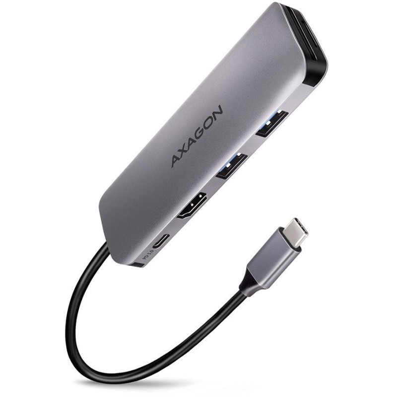 AXAGON hub USB-C / HMC-5 / USB 3.2 Gen1 / 1x USB-C / 2x USB-A / 1x HDMI / microSD/SD / 100W PD / 0,2m