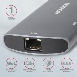 AXAGON hub USB-C / HMC-6M2 / USB 3.2 Gen1 / 2x USB-A / HDMI / GLAN / SATA M.2 / 100W PD / 0,1m