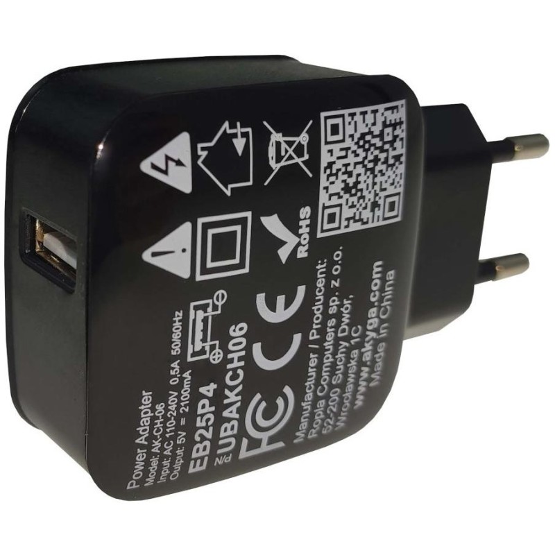 TRX Akyga AK-CH-06 USB nabíječka 220V/ 5V/ 2,1A/ 10W/ černá