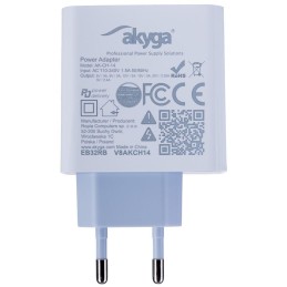 TRX Akyga AK-CH-14 USB nabíječka 220V/ 5-20V/ 45W/ USB-C + USB-A/ PD 3.0/ QC 3.0/ AFC/ FCP/ Apple 2.4A/ PPS/ bílá