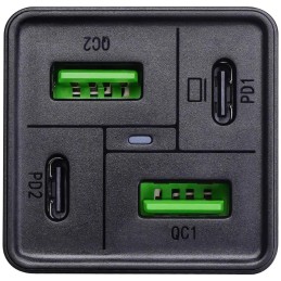 TRX Akyga AK-CH-17 USB nabíječka 220V/ 5-20V/ 65W/ 2x USB-C + 2x USB-A/ PD 3.0/ QC 4+/ AFC/ FCP/ SCP/ Apple 2.4A/ PPS/ č