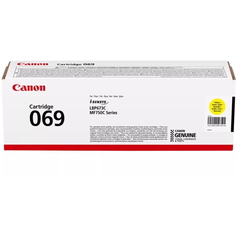 Canon originální toner Cartridge 069 Y žlutý, MF752Cdw, 754Cdw, LBP673Cdw, kapacita 1 900 stran