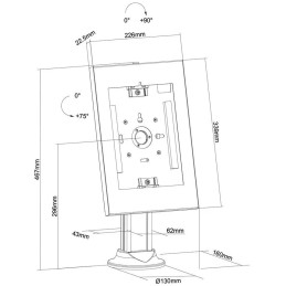 Neomounts  DS15-640WH1 / desk grommet, lockable tablet casing for Apple iPad, PRO, Air & Samsung Galaxy Tab / White