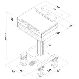 Neomounts  MED-M100 / Mobile Laptop Cart, incl. keyboard & mouse drawer / Creme