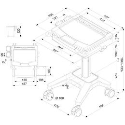 Neomounts  MED-M200 / Mobile Laptop Cart, incl. keyboard & mouse drawer / Creme
