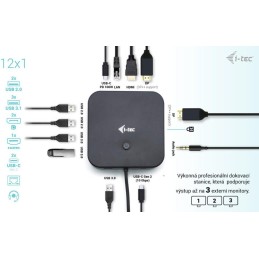I-tec dokovací stanice/ 2x USB-C/ 2x USB 2.0/ 3x USB 3.0/ HDMI/ 2x DP/ LAN/ Power Delivery 100 W + univ. nabíječka 100 W
