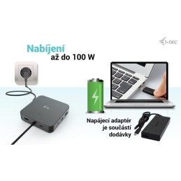 I-tec dokovací stanice/ 2x USB-C/ 2x USB 2.0/ 3x USB 3.0/ HDMI/ 2x DP/ LAN/ Power Delivery 100 W + univ. nabíječka 100 W