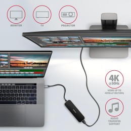 AXAGON hub USB-C 6v1 / HMC-6H4A / USB 3.2 Gen1 / 4x USB-A / HDMI / PowerDelivery / kovové tělo / 0,2m