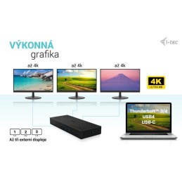 I-tec dokovací stanice Thunderbolt 4K/ USB 3.0/ 4x USB-A/ 2x USB-C/ 2x DP/ 3x HDMI/ LAN/ Power Delivery 100W