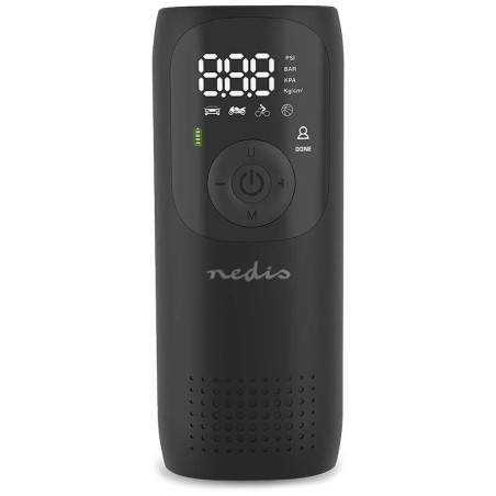 NEDIS dobíjecí vzduchový kompresor/ 0.1 - 10.3 Bar/ provozní režimy: auto/ motorka/ kolo / míč/ měřič tlaku vzduchu