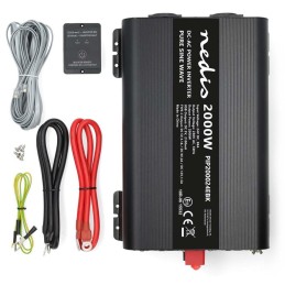 NEDIS měnič napětí/ čistá sinusoida/ 24 V DC/230 V AC 50 Hz/ 2000 W (4000 W špička)/ USB-A / USB-C/ 2x zásuvka typu E