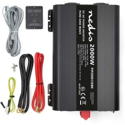 NEDIS měnič napětí/ čistá sinusoida/ 12 V DC/230 V AC 50 Hz/ 2000 W (4000 W špička)/ USB-A / USB-C/ 2x zásuvka typu E