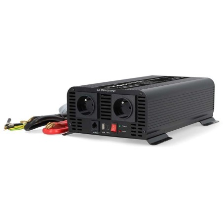 NEDIS měnič napětí/ čistá sinusoida/ 12 V DC/230 V AC 50 Hz/ 1000 W (2000 W špička)/ USB-A / USB-C/ 2x zásuvka typu E