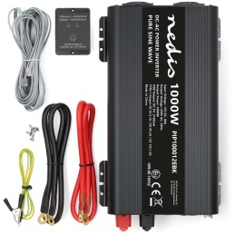 NEDIS měnič napětí/ čistá sinusoida/ 12 V DC/230 V AC 50 Hz/ 1000 W (2000 W špička)/ USB-A / USB-C/ 2x zásuvka typu E