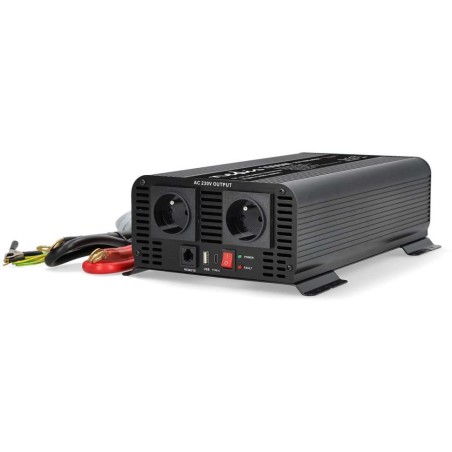 NEDIS měnič napětí/ čistá sinusoida/ 24 V DC/230 V AC 50 Hz/ 1000 W (2000 W špička)/ USB-A / USB-C/ 2x zásuvka typu E