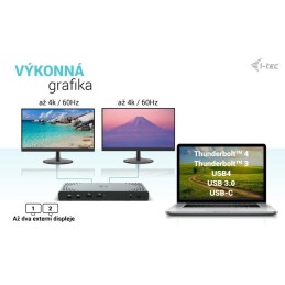I-tec dokovací stanice Thunderbolt/ Dual display/ 4x USB 3.0/ 2x USB-C/ 2x DP/ 2x HDMI/ LAN/ Power Delivery 100W