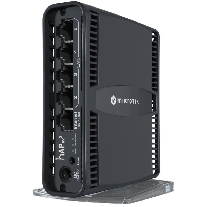 ROZBALENÉ - POUŽITÉ - MikroTik hAP ax2, 5x GLAN, 2.4+5Ghz, 802.11b/g/n/ac/ax Wi-Fi 6, PoE in/out, ROS 7, L4,  PSU, indoor