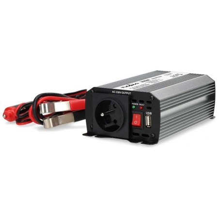 NEDIS měnič napětí/ modifikovaná sinusoida/ 12 V DC/230 V AC 50 Hz/ 300 W (600 W špička)/ USB-A/ 1x zásuvka type E