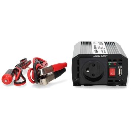 NEDIS měnič napětí/ modifikovaná sinusoida/ 12 V DC/230 V AC 50 Hz/ 300 W (600 W špička)/ USB-A/ 1x zásuvka type E
