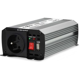 NEDIS měnič napětí/ modifikovaná sinusoida/ 12 V DC/230 V AC 50 Hz/ 300 W (600 W špička)/ USB-A/ 1x zásuvka type E