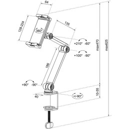 Neomounts DS15-545WH1/Držák tabletu/na stůl/4,7-12,9" /náklon/rotace 360°/3 čepy/bílý