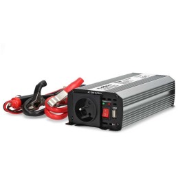 NEDIS měnič napětí/ modifikovaná sinusoida/ 12 V DC/230 V AC 50 Hz/ 600 W (1200 W špička)/ USB-A/ 1x zásuvka type E