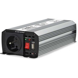 NEDIS měnič napětí/ modifikovaná sinusoida/ 12 V DC/230 V AC 50 Hz/ 600 W (1200 W špička)/ USB-A/ 1x zásuvka type E