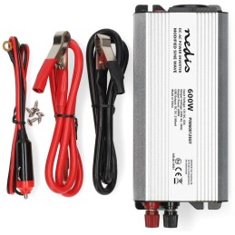 NEDIS měnič napětí/ modifikovaná sinusoida/ 12 V DC/230 V AC 50 Hz/ 600 W (1200 W špička)/ USB-A/ 1x zásuvka type E