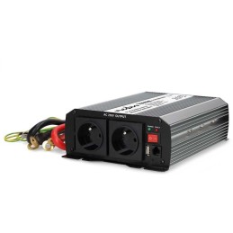 NEDIS měnič napětí/ modifikovaná sinusoida/ 12 V DC/230 V AC 50 Hz/ 1000 W (2000 W špička)/ USB-A/ 2x zásuvka type E