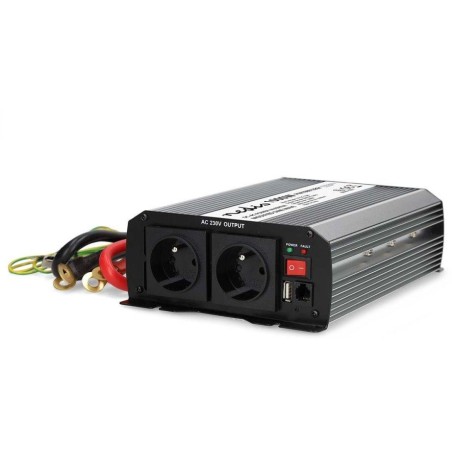 NEDIS měnič napětí/ modifikovaná sinusoida/ 12 V DC/230 V AC 50 Hz/ 1000 W (2000 W špička)/ USB-A/ 2x zásuvka type E