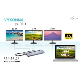 I-tec dokovací stanice USB-C Metal Ergonomic 4K/ 3x Display/ Power Delivery 100W