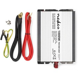 NEDIS měnič napětí/ modifikovaná sinusoida/ 12 V DC/230 V AC 50 Hz/ 1000 W (2000 W špička)/ USB-A/ 2x zásuvka type E