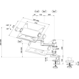 Neomounts DS20-425BL1 /Držák notebooku/na stůl/11,6-17,3"/svorka+průchodka/3čepy/nosn.5kg/černý