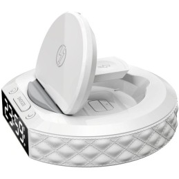 IMMAX multifunkční stolní hodiny CLOCK/ Qi bezdrátová nabíječka 3v1/ 5W/10W/ podsvícení/ bílé