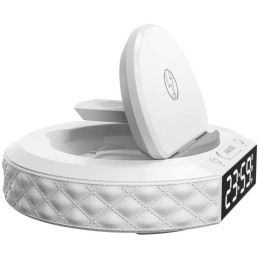 IMMAX multifunkční stolní hodiny CLOCK/ Qi bezdrátová nabíječka 3v1/ 5W/10W/ podsvícení/ bílé