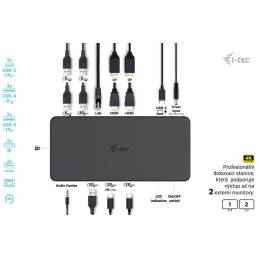 I-tec dokovací stanice Gen2 Thunderbolt 3/ 4K Dual display/ 4x USB 3.0/ 2x USB-C/ 2x DP/ 2x HDMI/ LAN/ PD 100