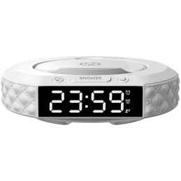 IMMAX multifunkční stolní hodiny CLOCK/ Qi bezdrátová nabíječka 3v1/ 5W/10W/ podsvícení/ bílé
