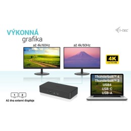 I-tec dokovací stanice Gen2 Thunderbolt 3/ 4K Dual display/ 4x USB 3.0/ 2x USB-C/ 2x DP/ 2x HDMI/ LAN/ PD 100