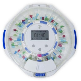 NEDIS Wi-Fi chytrý dávkovač pilulek/ 28 přihrádek/ počet časů poplachu: 9 budíků za den/ Hlas / Pípnutí / Světlo/ LCD