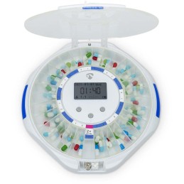 NEDIS Wi-Fi chytrý dávkovač pilulek/ 28 přihrádek/ počet časů poplachu: 9 budíků za den/ Hlas / Pípnutí / Světlo/ LCD