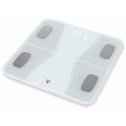 NEDIS chytrá osobní váha/ Bluetooth/ 16 měřících funkcí/ nosnost 180kg/ Android/ iOS/ ABS/ sklo/ bílá