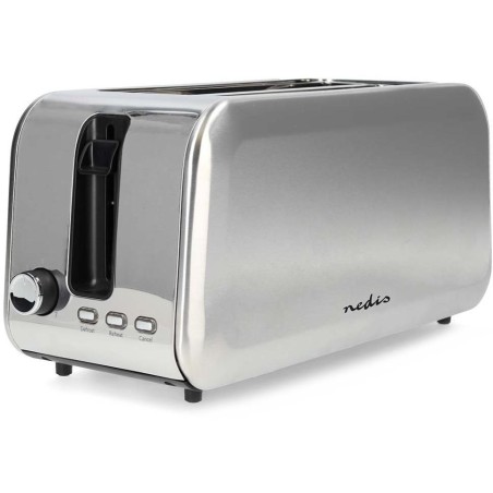 NEDIS topinkovač/ 2 otvory/ 7 úrovní nastavení/ funkce rozmrazování/ hliník/ 1450 W/ stříbrný