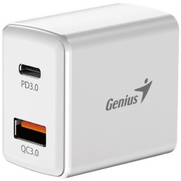 GENIUS rychlonabíjecí set PD-20ACP, 20W, rychlé nabíjení, USB-C PD3.0, USB-A QC3.0, 1m kabel USB-C USB-C, bílá