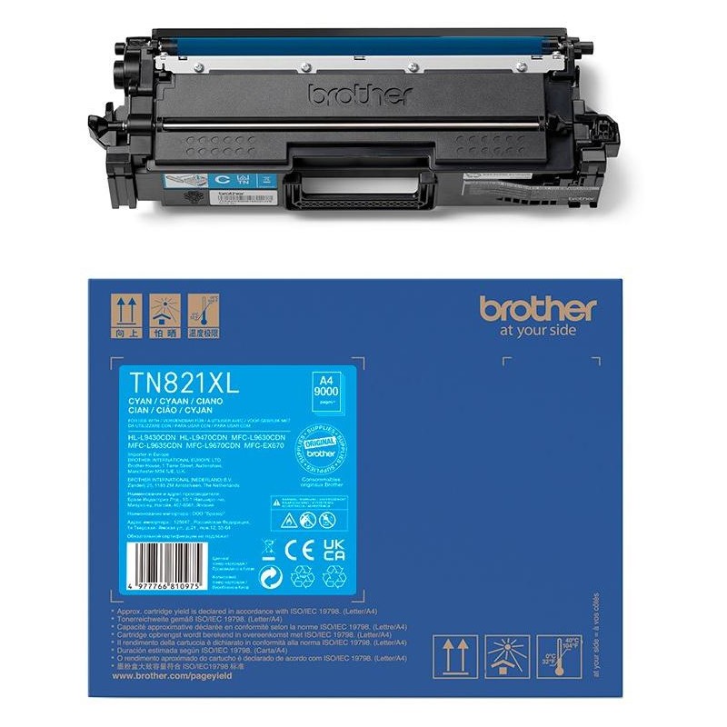 BROTHER toner TN-821XLC, cyan, 9000str., HL-L9430CDN, HL-L9470CDN, MFC-L9670CDN, O