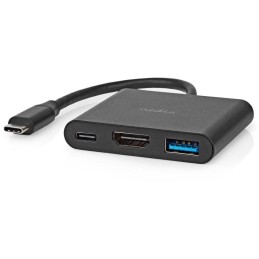 NEDIS USB 3.2 Gen 1 adaptér/ USB-C zástrčka - USB-A zásuvka - USB-C zásuvka/ výstup HDMI/ černý/ box/ 10 cm