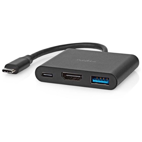NEDIS USB 3.2 Gen 1 adaptér/ USB-C zástrčka - USB-A zásuvka - USB-C zásuvka/ výstup HDMI/ černý/ box/ 10 cm