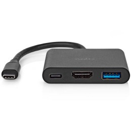 NEDIS USB 3.2 Gen 1 adaptér/ USB-C zástrčka - USB-A zásuvka - USB-C zásuvka/ výstup HDMI/ černý/ box/ 10 cm