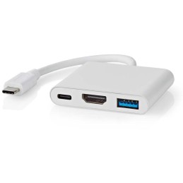NEDIS USB 3.2 Gen 1 adaptér/ USB-C zástrčka - USB-A zásuvka - USB-C zásuvka/ výstup HDMI/ bílý/ box/ 10 cm